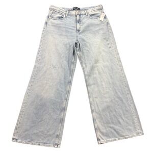 Gap High Rise Wide Leg Jeans Women 14/32R Light Wash Blue 100% Cotton Baggy Boho